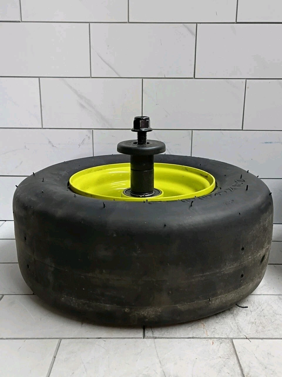 Front Wheel with Tire for Ryobi Z42Li 80v Zero Turn Mower + Axel & Spacers Used