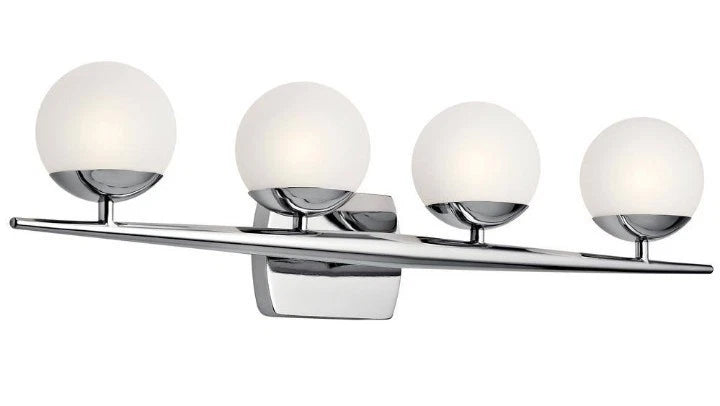 KICHLER Jasper 32.25 in. 4-Light Chrome Mid-Century Modern Bathroom