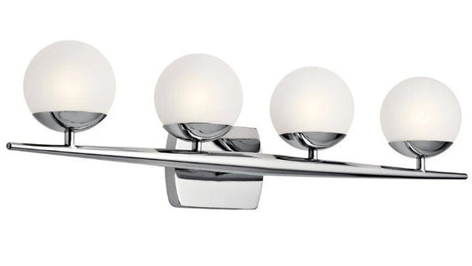 KICHLER Jasper 32.25 in. 4-Light Chrome Mid-Century Modern Bathroom