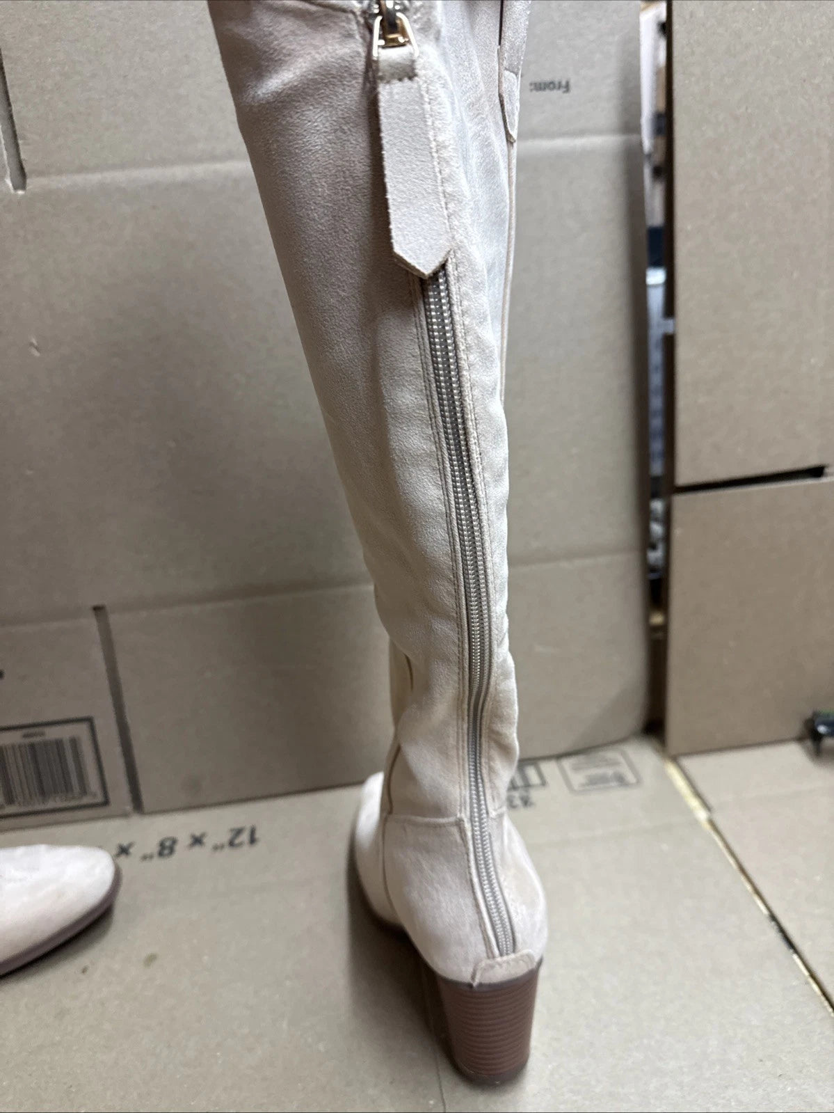 women’s size 5 1/2 light pink knee-high western boot 3 inch heel