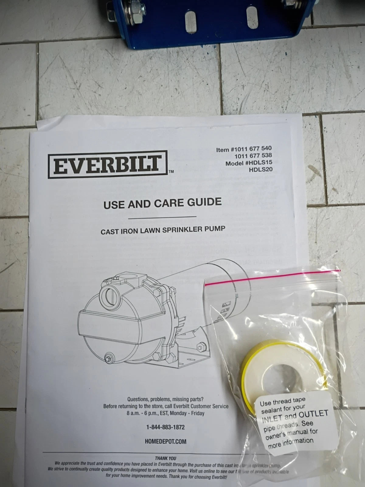 Everbilt HDLS15, 1-1/2 HP Cast Iron Lawn Irrigation Pump Parts Only