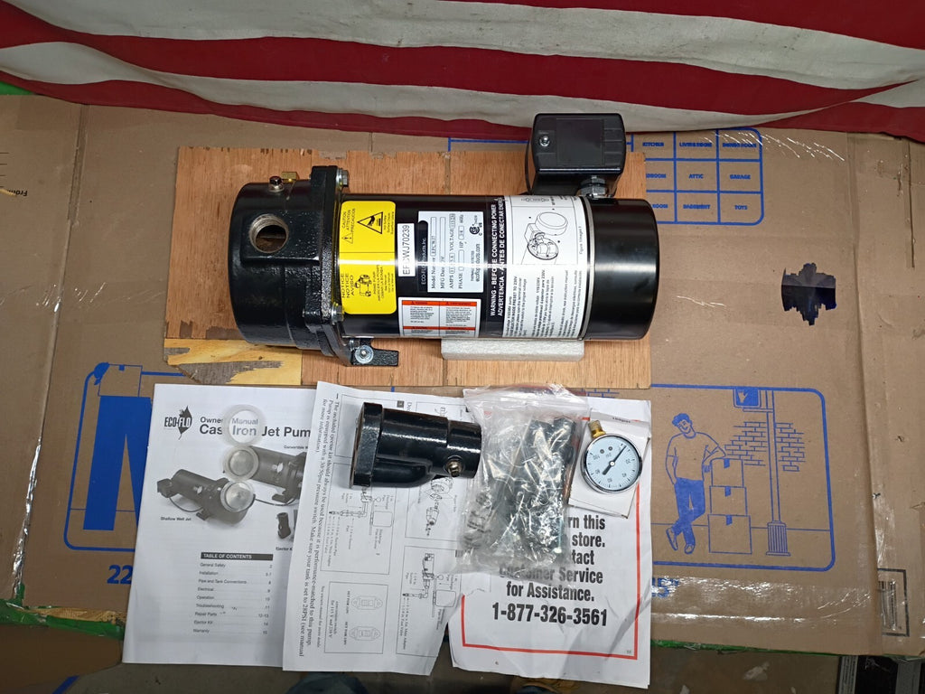 ECO FLO EFCWJ7 3/4 HP 115/230V Convertible Deep Well Jet Pump  Open Box