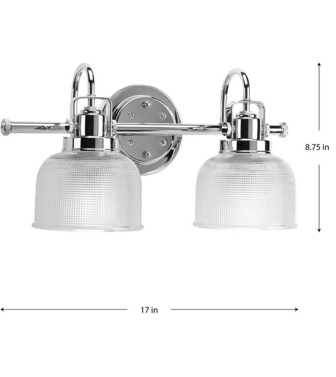 Archie Collection 17 in. 2-Light Chrome Vanity Light Clear Polished Glass Shades