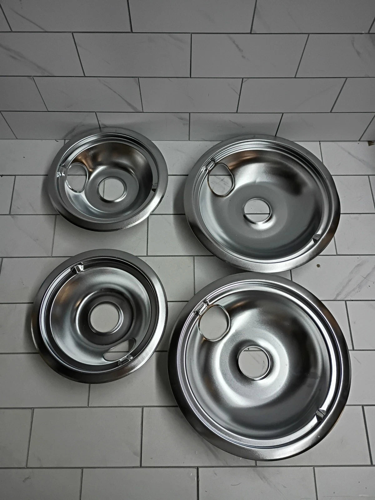 3pk Hotpoint Chrome Stove Drip Pans Electric Burner Covers Pans New Open Box