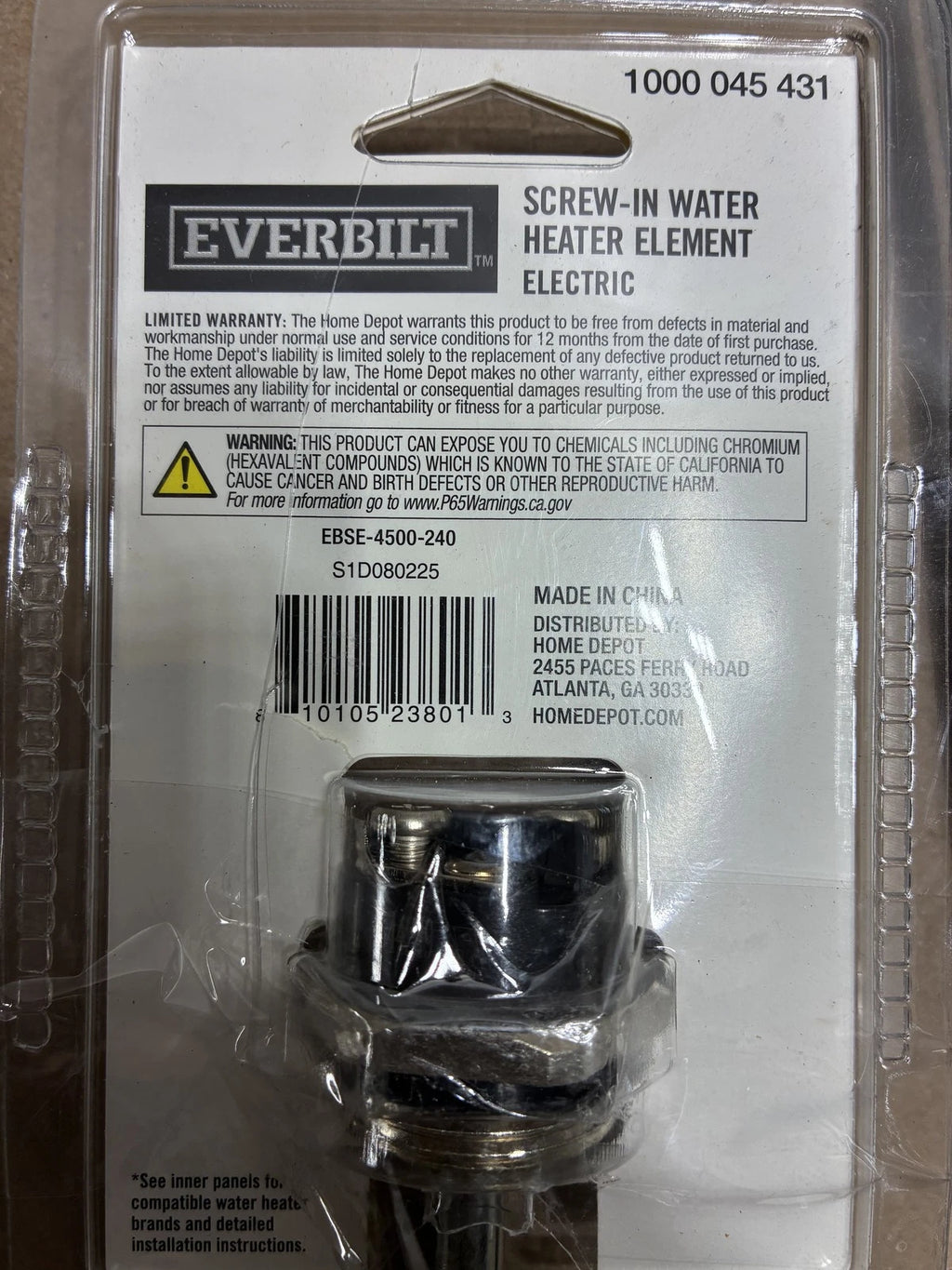 QTY 9 Everbilt HWD Water Heater Element 4500W 240V EBSE-4500-240