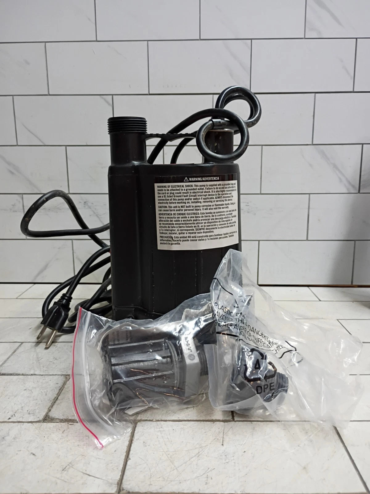 Everbilt HDSP33W 1/3 HP Corrosion Resistant Aluminum Sump Pump Tether Switch
