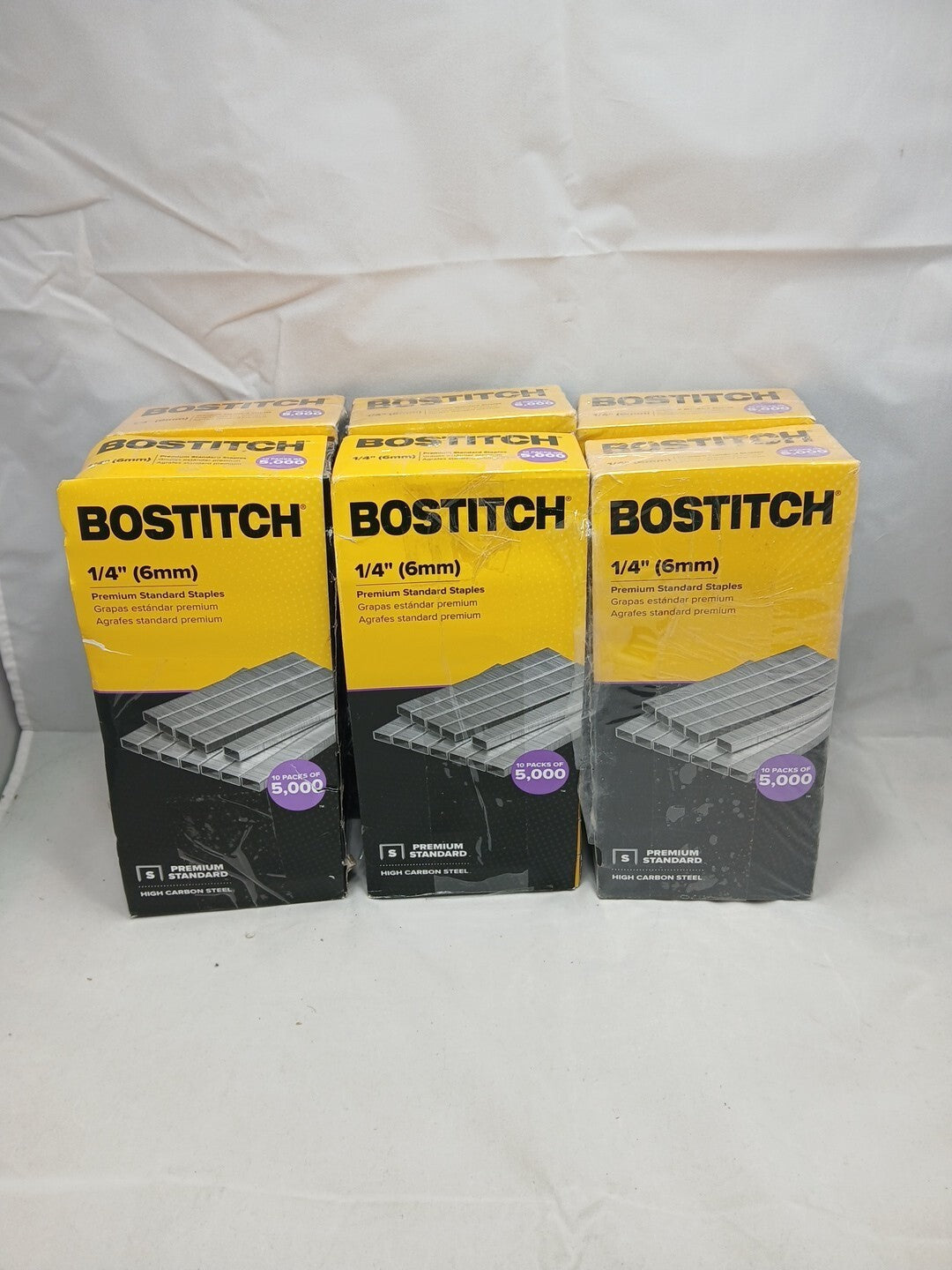 6pc Bostitch Office 50,000 Standard Staples, 1/4" Length,Full Strip Staples, 210