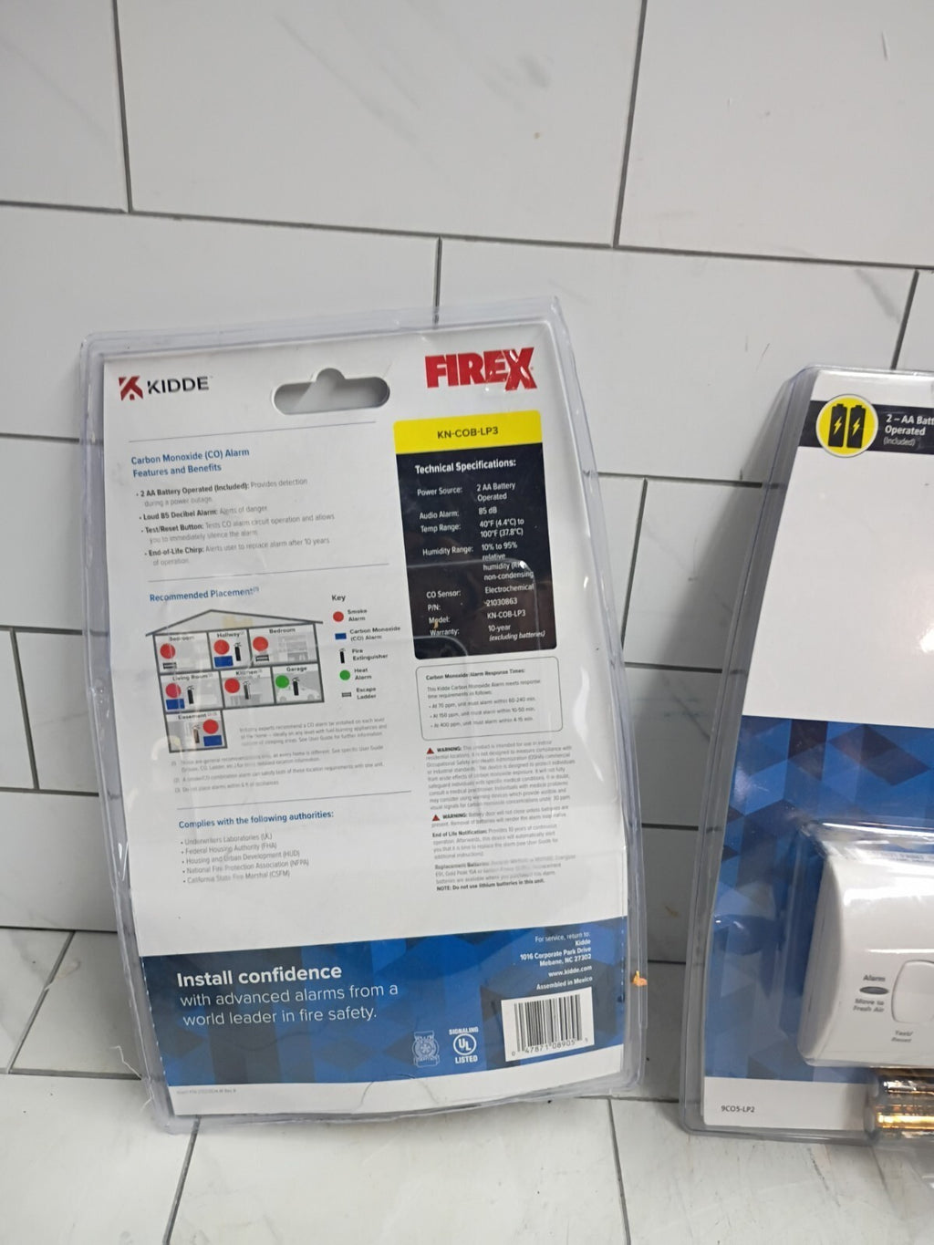 2pk, Kidde Firex Carbon Monoxide Detector, Battery Operated, CO Detector New