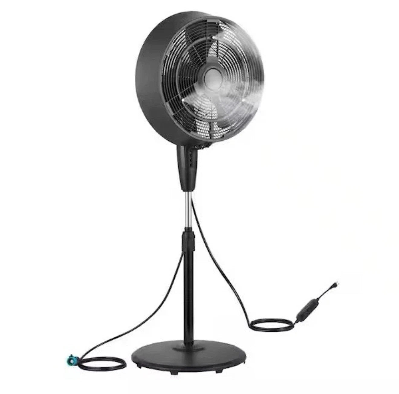 Pelonis 18 in. 3-Speed Outdoor Misting Pedestal Fan 1600 CFM Black.