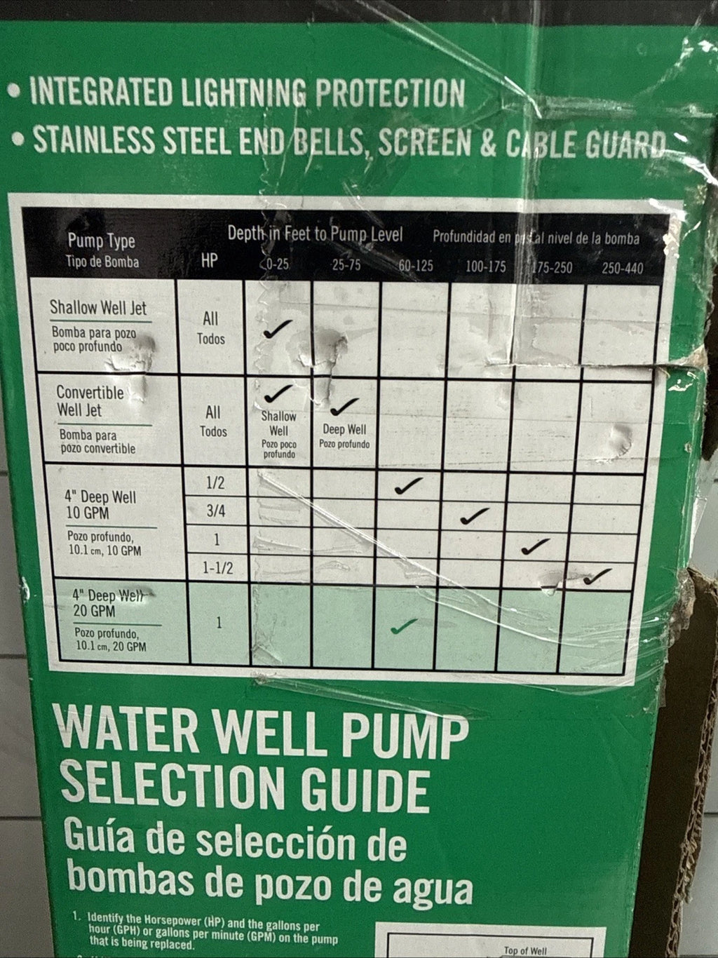 Everbilt 1HP Submersible 3-Wire 20GPM Well Pump HDSUB10-203 NEW OPEN BOX