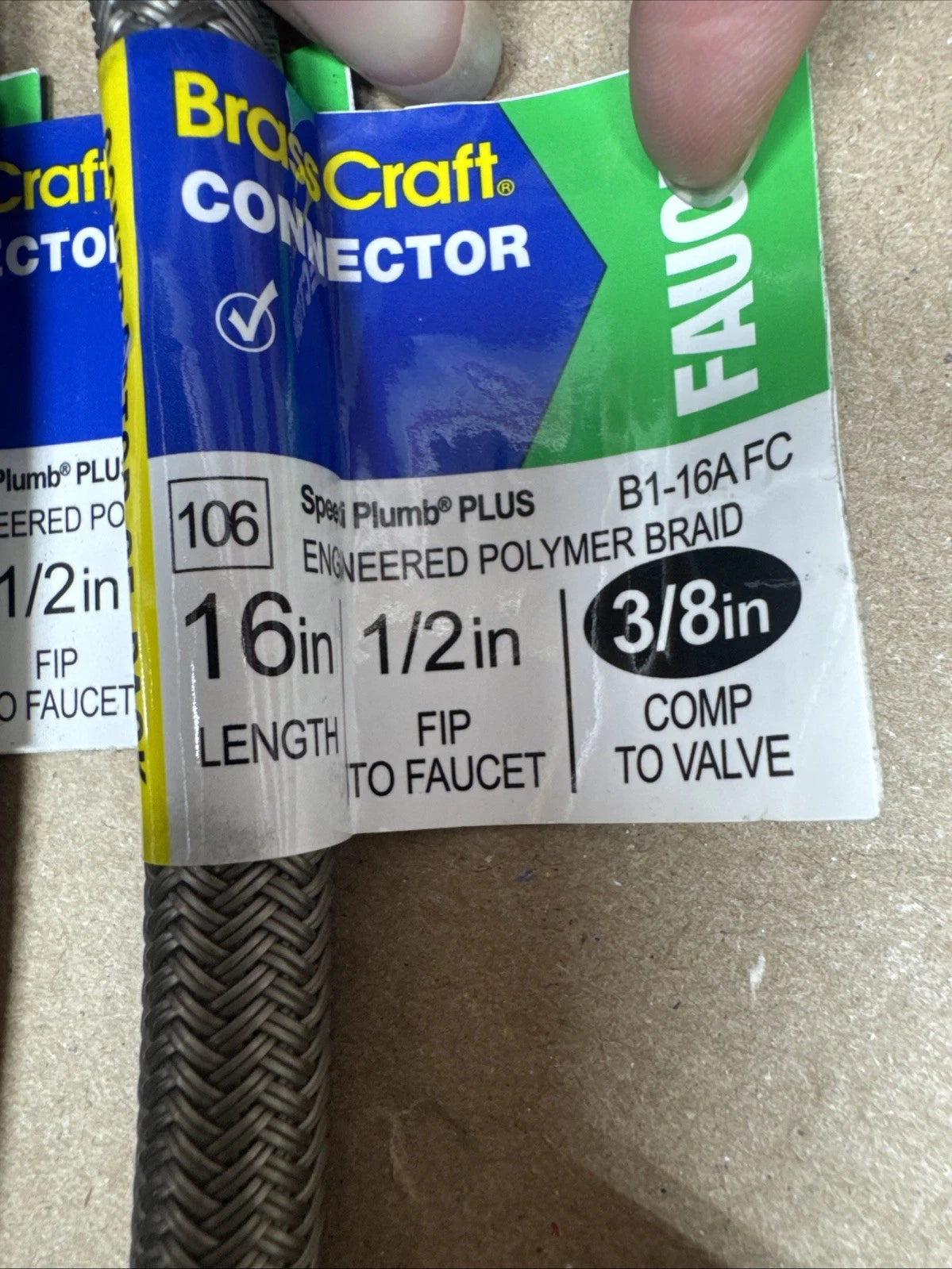 LOT- 6 PC. -1/2 in. IPS x 3/8 in x 16 in. Faucet Hose Connector brass craft.