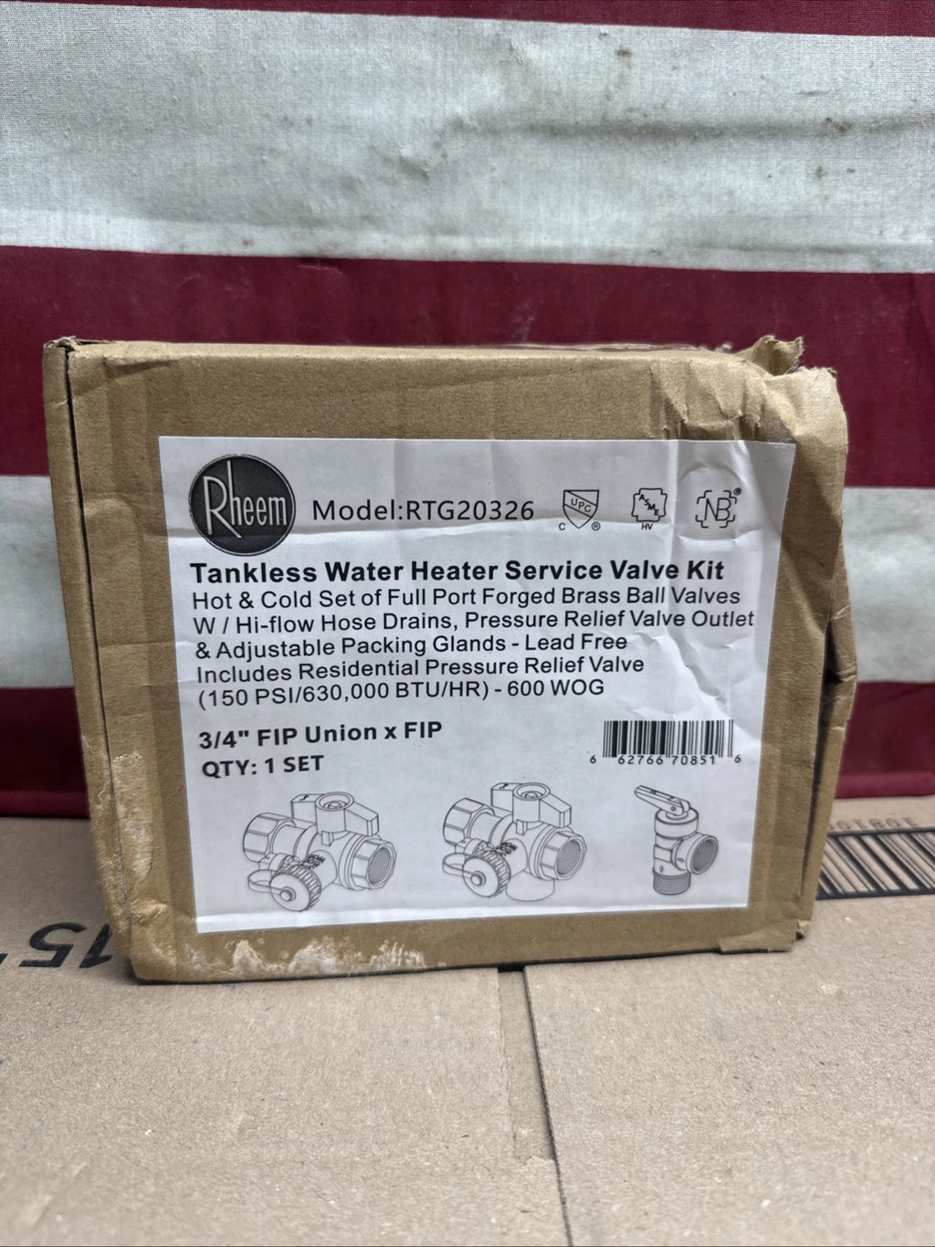 Rheem Brass Service Valves for Tankless Water Heaters RTG20326.