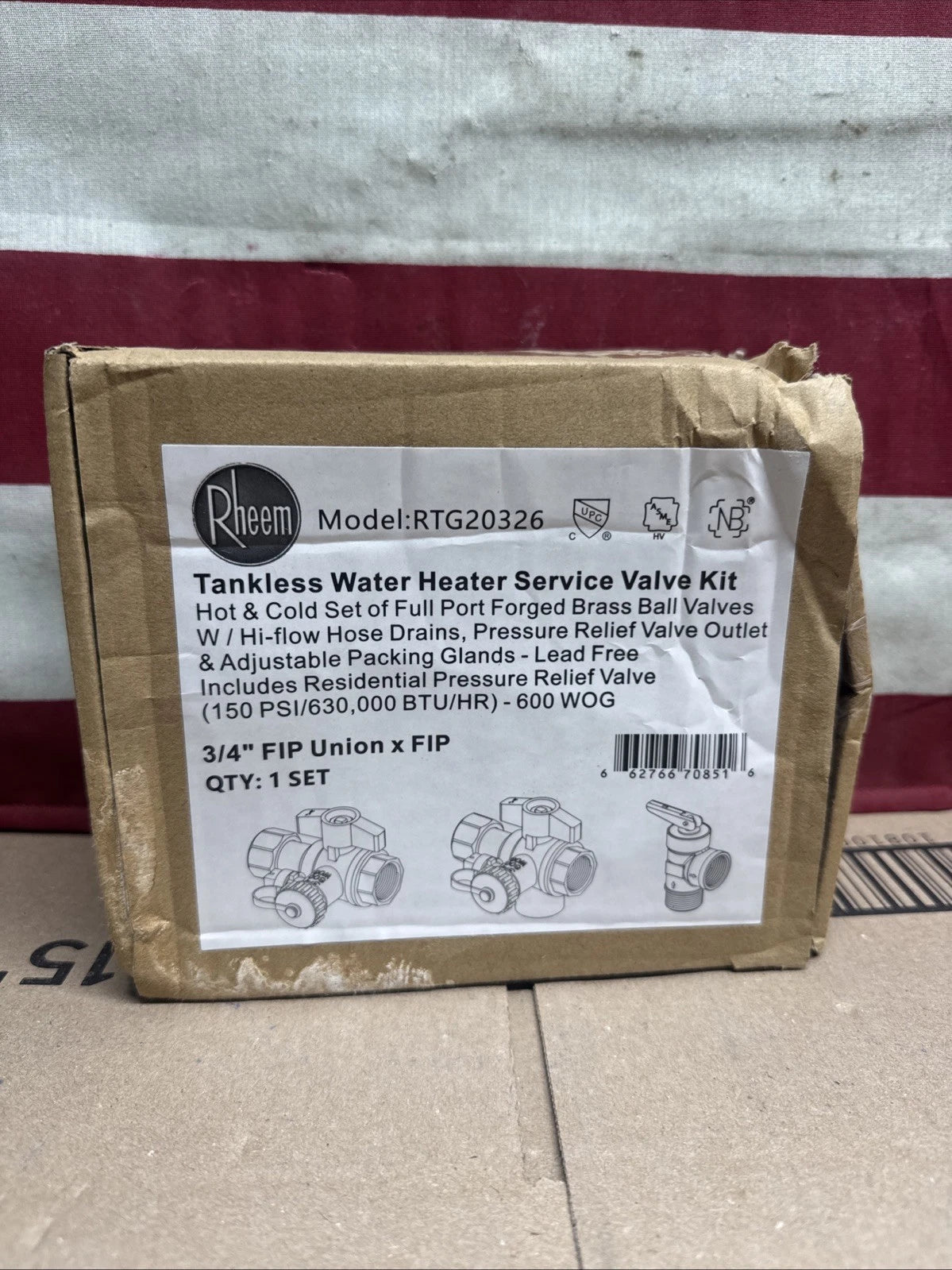 Rheem Brass Service Valves for Tankless Water Heaters RTG20326.