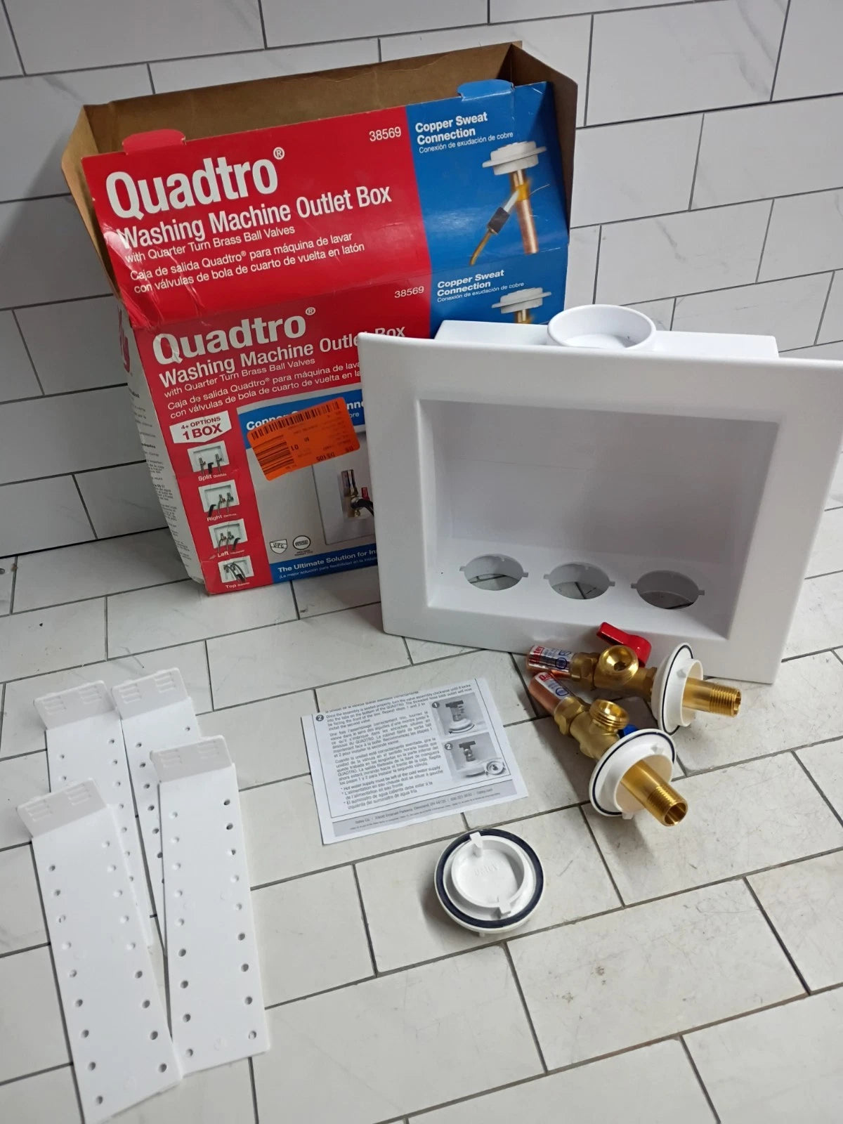 Sweat Connection Washing Machine Outlet Box Water Hammer Arresters 1/4" Turn/ OB