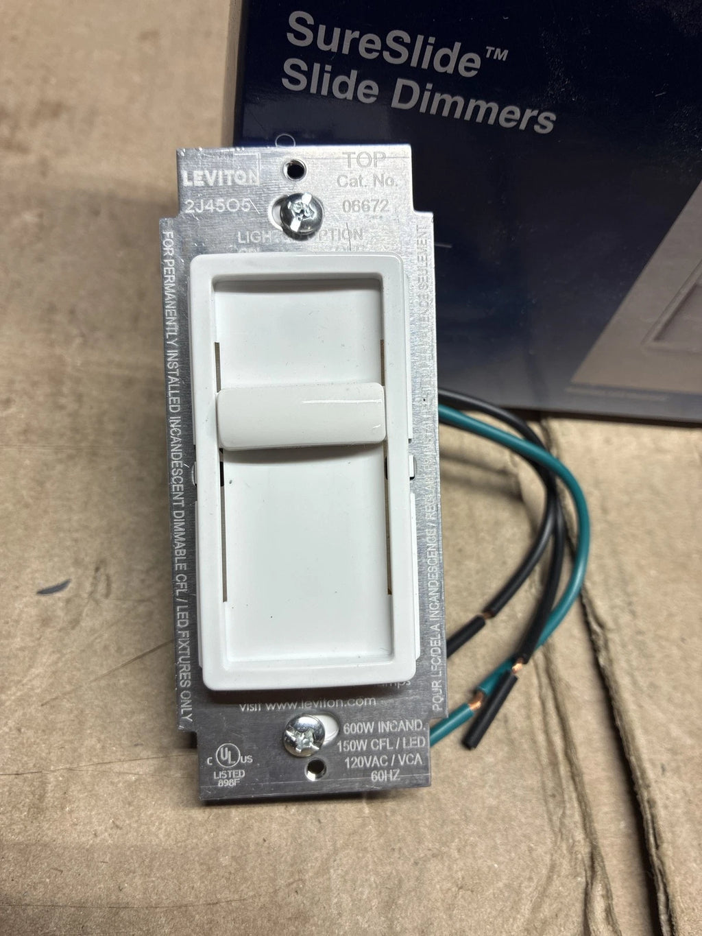 (2X) 3PK LEVITON 06672-3PW DECOR SURESLIDE LED/CFL SLIDE-TO-OFF DIMMER WHITE
