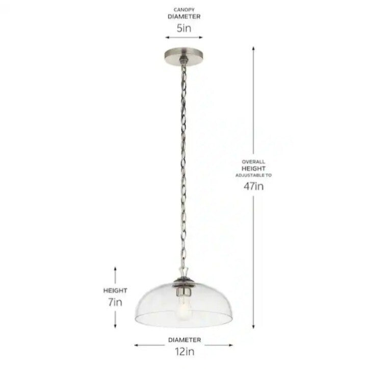 Kichler Gineva 1-Light Pendant with Clear Glass in Brushed Nickel Open Box