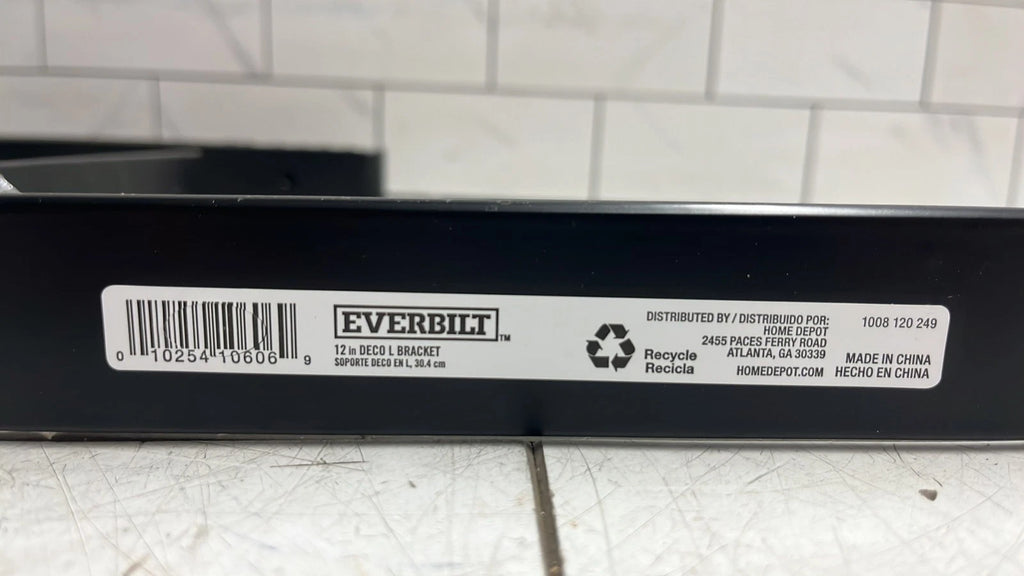 8-Pack Everbilt 1008-120-249 Deco 12” black L bracket READ DESCRIPTION*