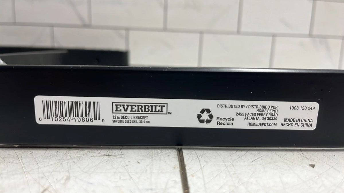 8-Pack Everbilt 1008-120-249 Deco 12” black L bracket READ DESCRIPTION*
