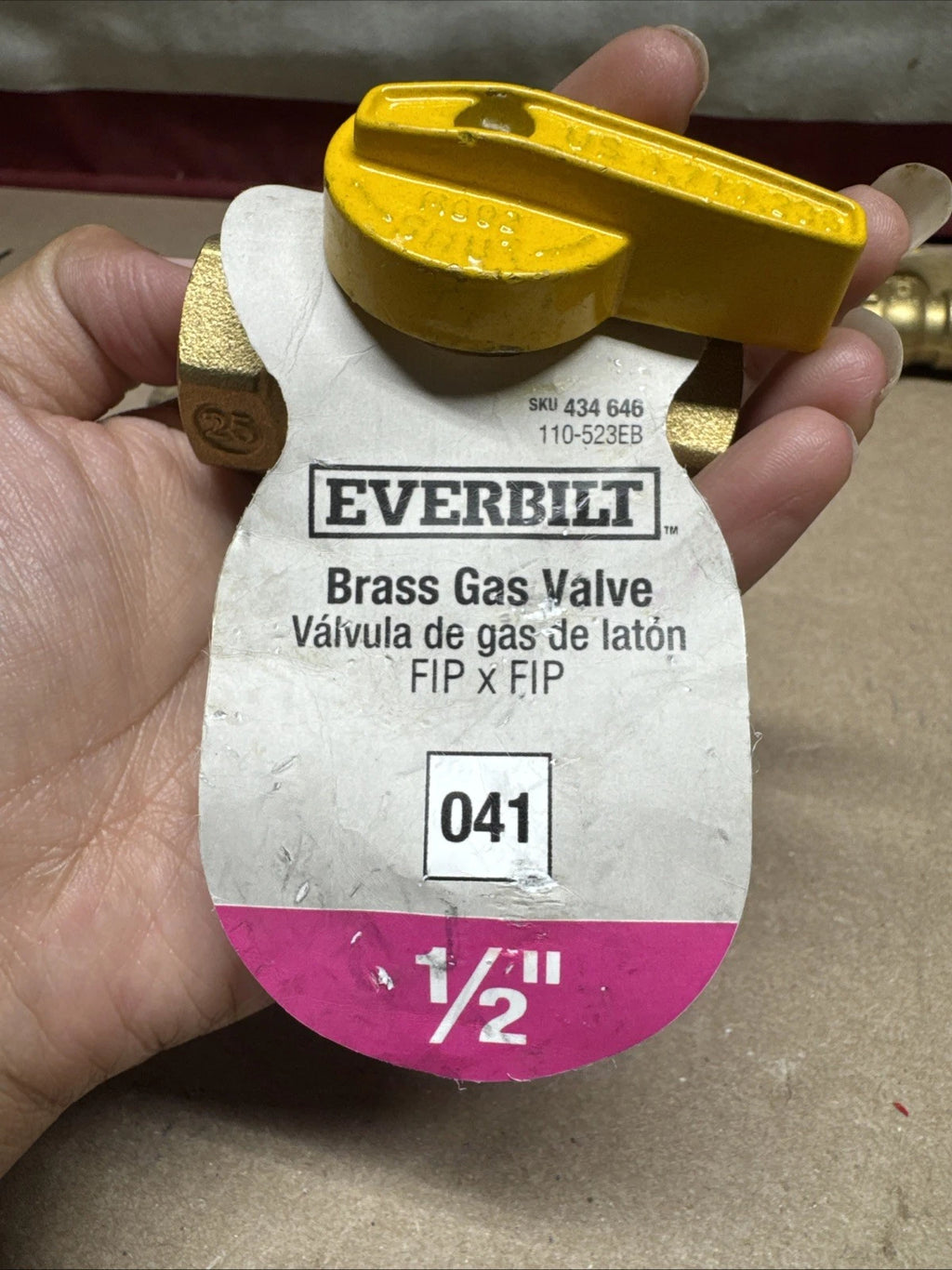 6PK Everbilt 1/2 in. Brass Lever-Handle FPT 1-Piece Body Gas Ball Valve