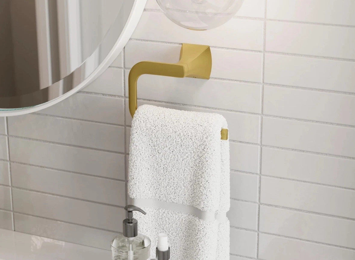 Bruxie Towel Ring, Hand Holder for Bathroom, Wall-Mounted, Screw-in, Brushed
