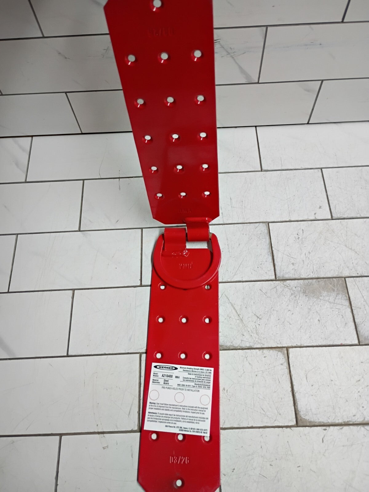 Werner A210400 D-Ring Steel Roof Anchor Trailing Rope Open Box