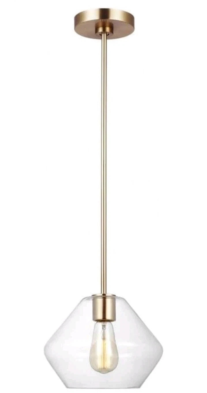 Generation Lighting Jett 1-Light Satin Brass Shaded Pendant Light Open Box