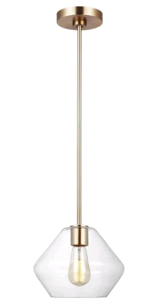 Generation Lighting Jett 1-Light Satin Brass Shaded Pendant Light Open Box
