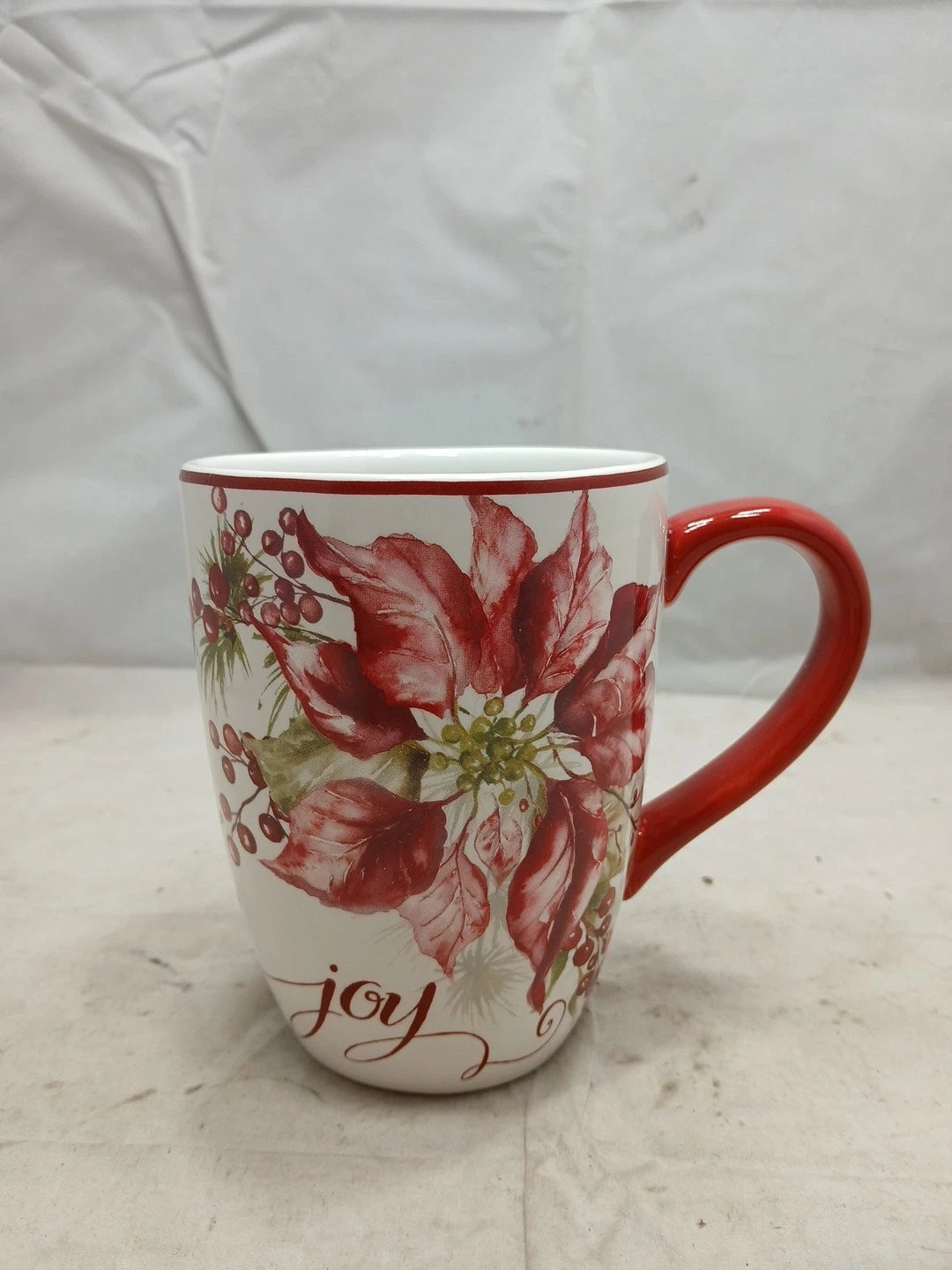 Certified International Winters Joy 22oz Mugs Set 4 Peace,Believe,Hope,Joy NWT