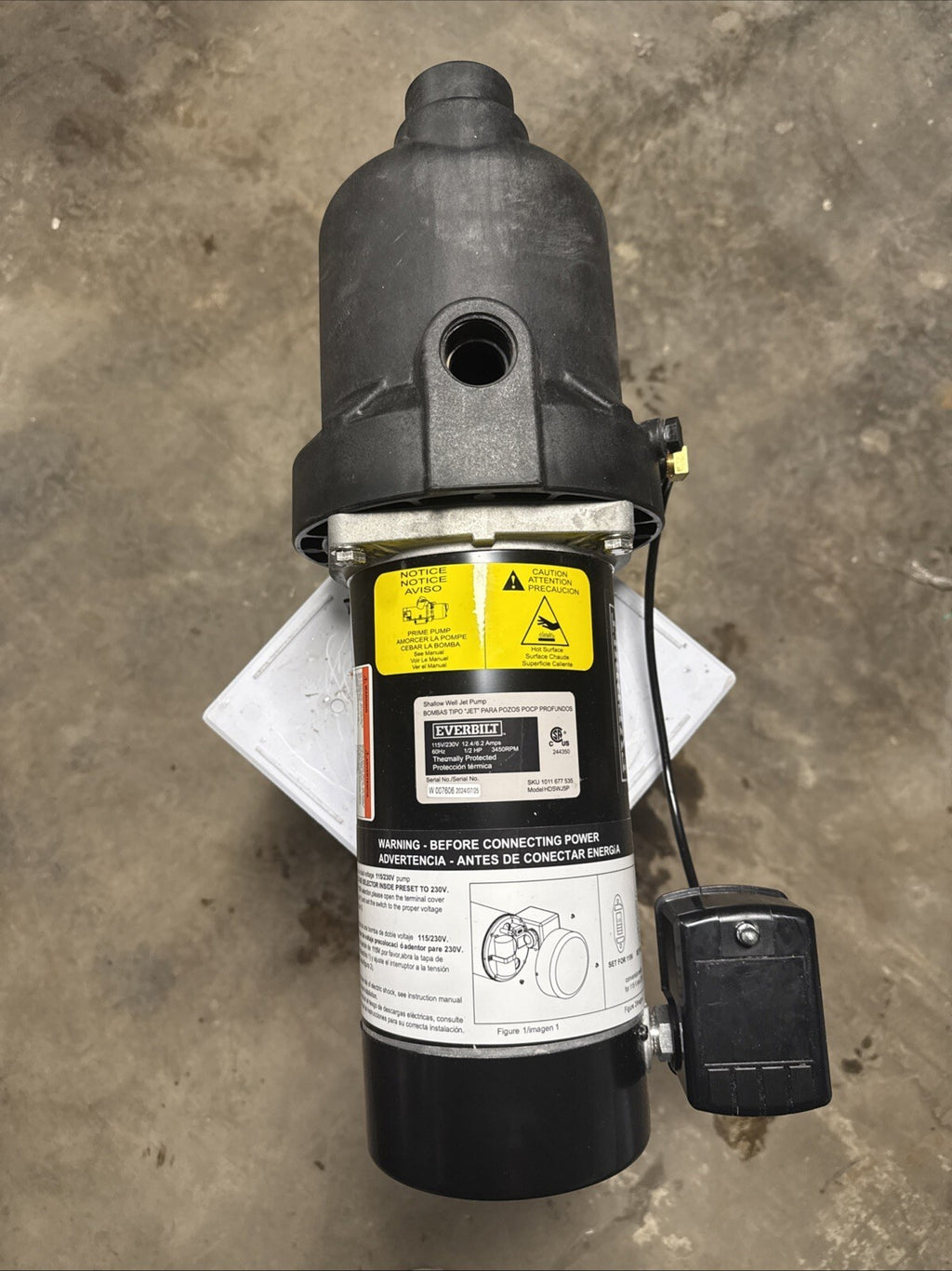 Everbilt 1/2 HP Shallow Well Jet Pump 1011677535 **Read Description**