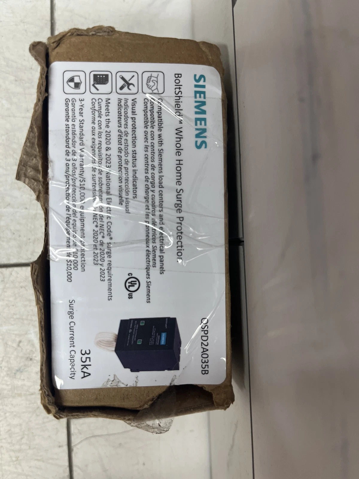 Siemens Boltshield 2-Pole Plug-in Whole Home Surge Protection(QSPD2A035B) OB