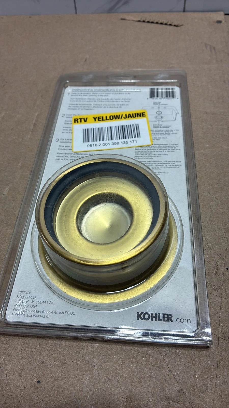 KOHLER K-11352-2MB Disposal Flange and Stopper in Vibrant Brushed Modern Brass