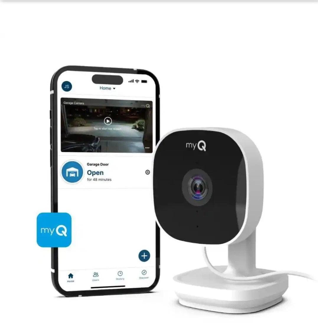 myQ - Smart Garage Security Camera - HD 1080p - Indoor Wi-Fi - White NEW