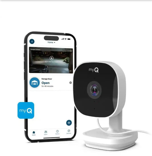 myQ - Smart Garage Security Camera - HD 1080p - Indoor Wi-Fi White OPEN BOX..