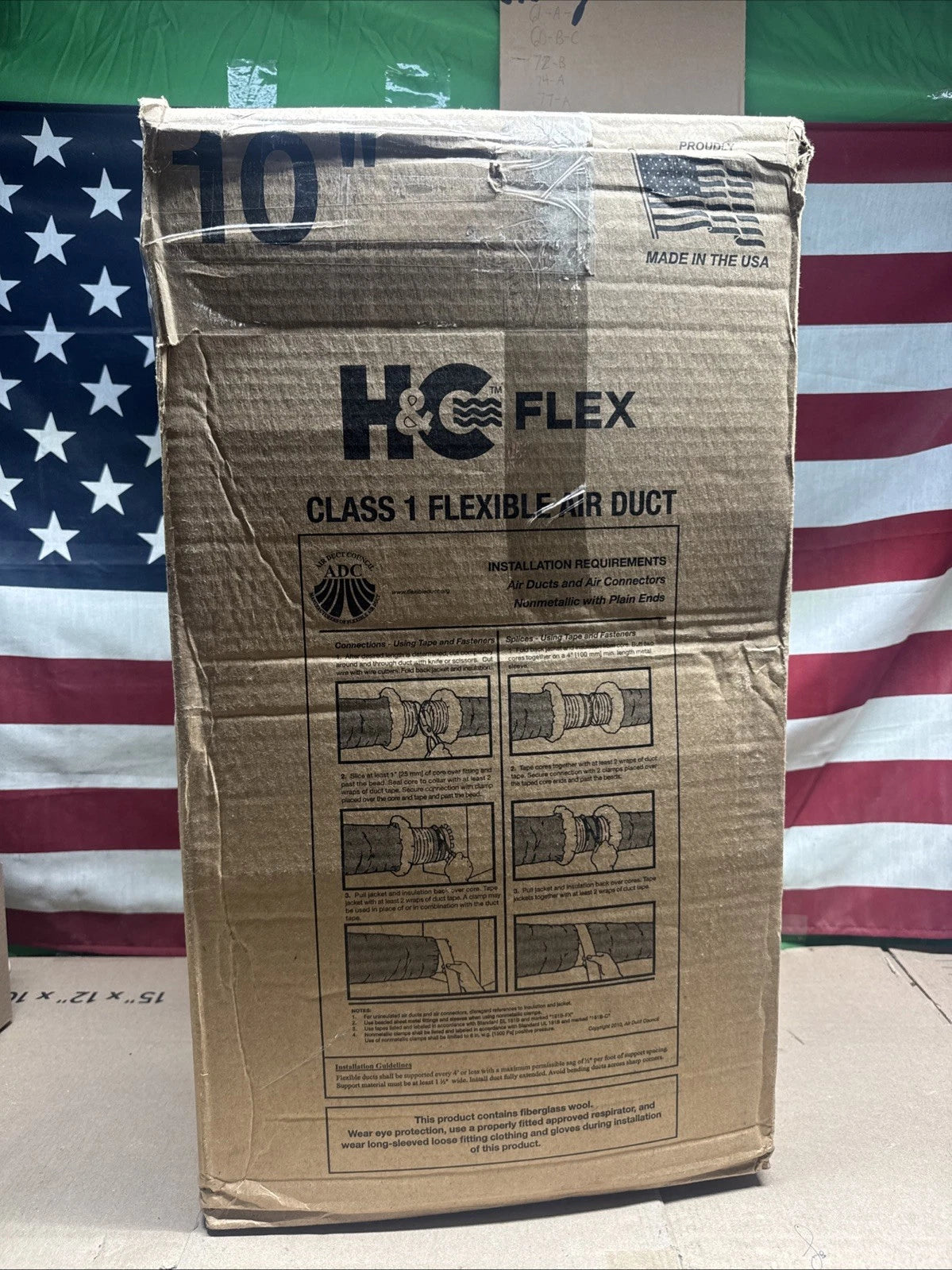 H&C FLEX 10 in. x 25 ft. Class 1 Insulated Flexible Air Duct R6 Silver Jacket