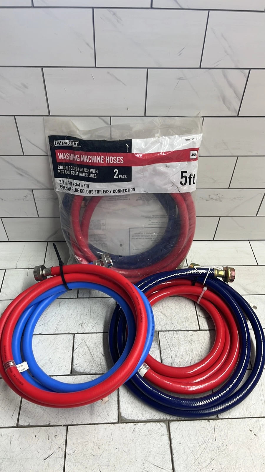 3-Pair Everbilt HRBFIL03EB-J Washing Machine Fill Hose 3/4" FIP x 3/4" FIP x 60"