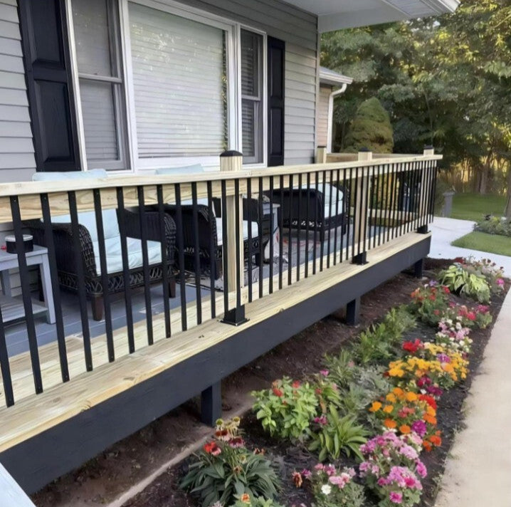 25 Pack 36" Black Aluminum Rectangle Deck Balusters with End Caps&Stainless...