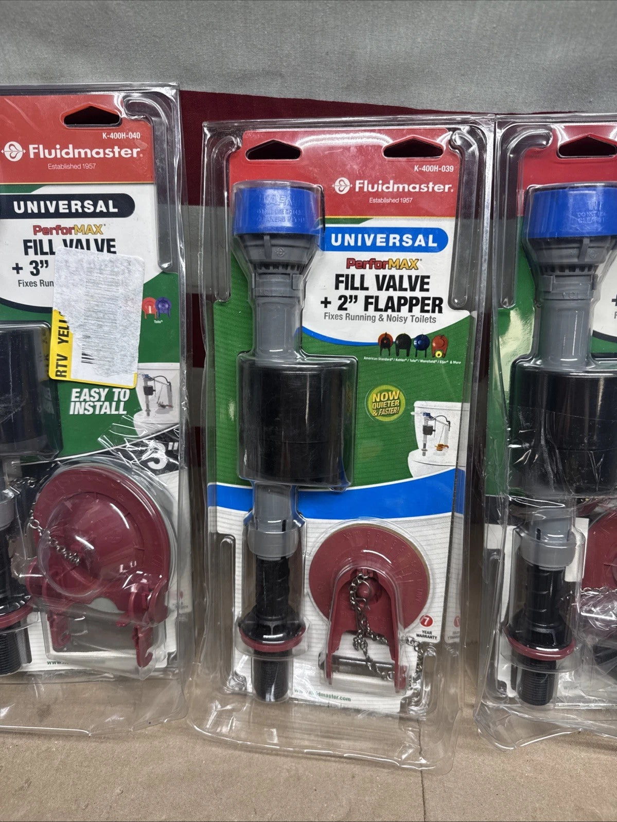 LOT Of 4 Fluidmaster PerforMAX Fill Valve and 3-Inch Flapper Toilet Repair