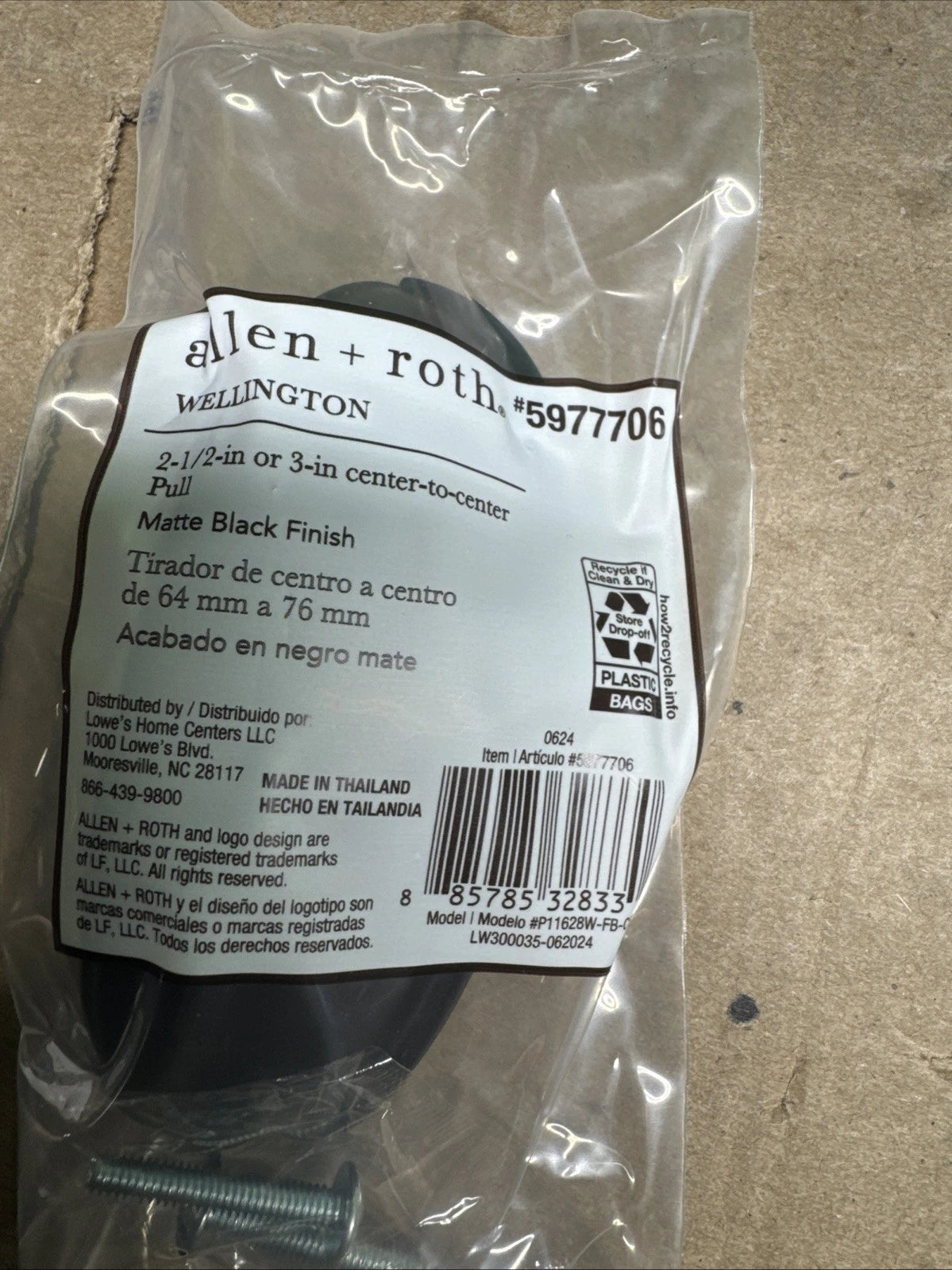 12PK Allen+Roth 2-1/2in Or 3in Wellington Matte Black Dual Mount Oval CupDrawer