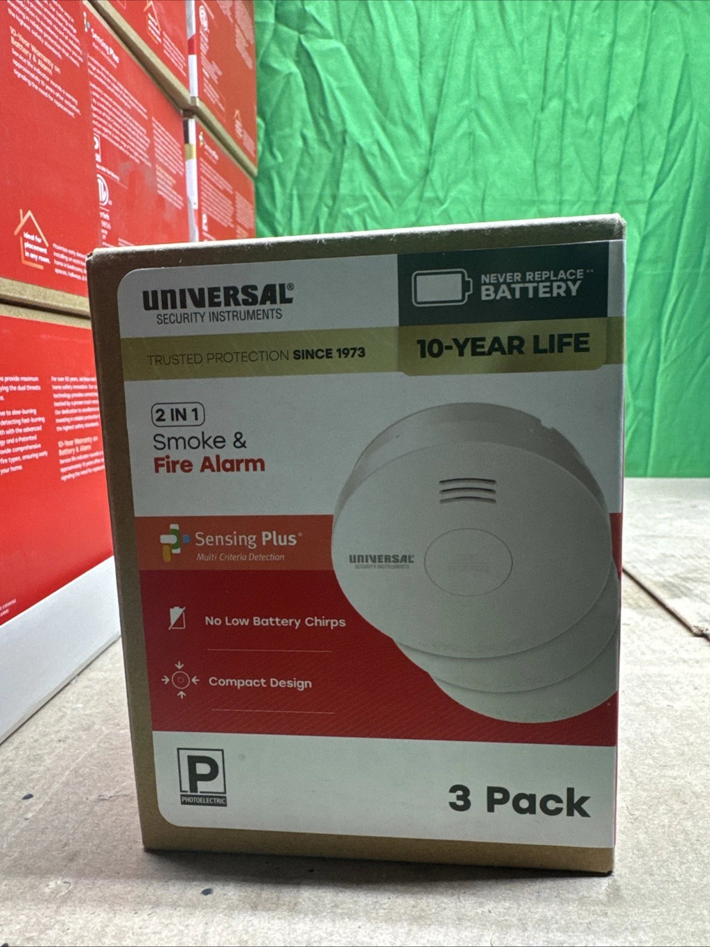 (3-Pack) 10-Year Battery Powered Mini Smoke and Fire Detector with Photoelectric