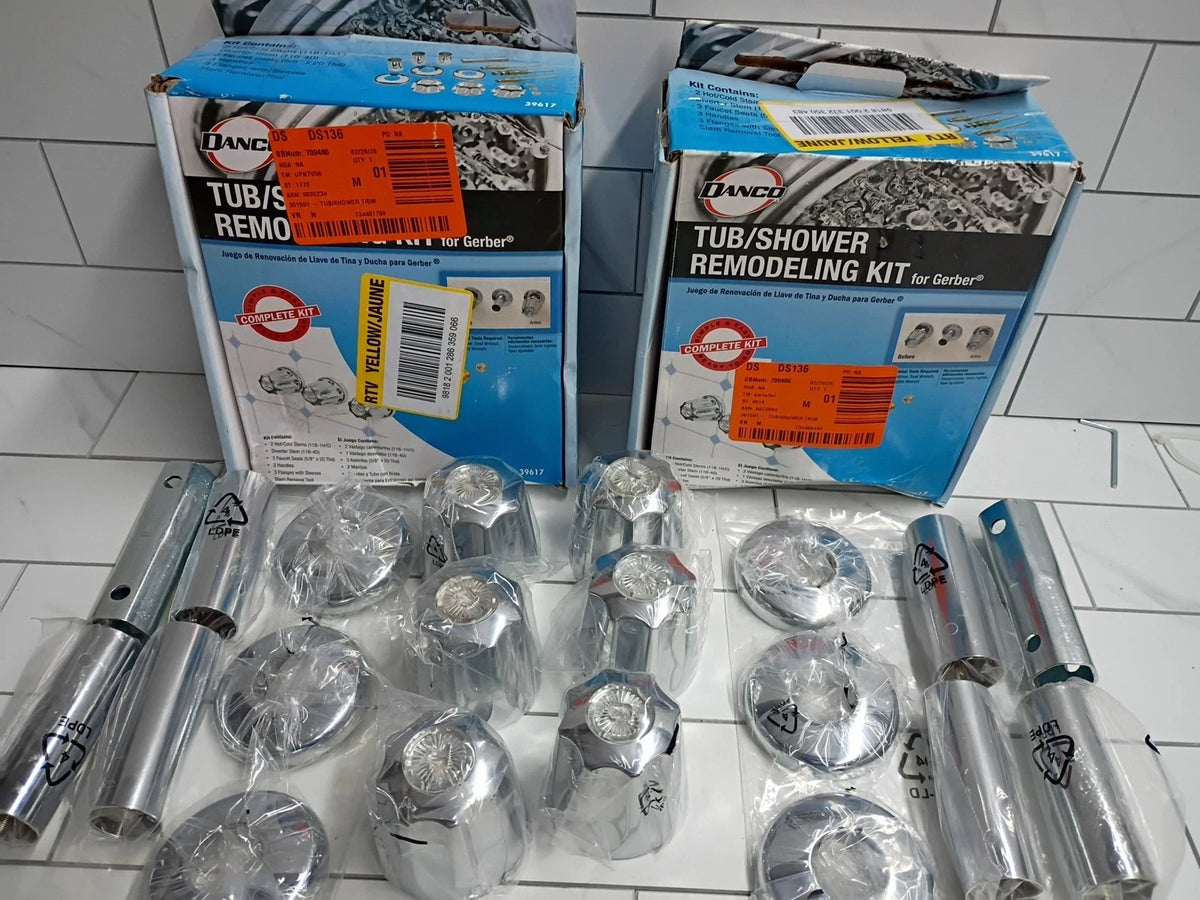 2Pk DANCO 39617 GERBER 3 HANDLE TUB SHOWER FAUCET REMODEL REBUILD FULL KIT Ob