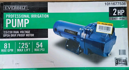 Everbilt 2HP Professional Irrigation Pump Iron 115/230 Dual Voltage FOR PARTS