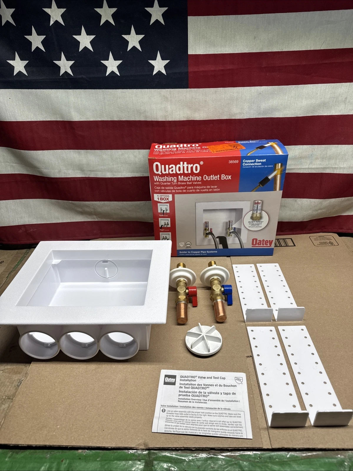 Oatey Washing Machine Outlet Box W/ 1/2” Ball Valves And Hammer Arresters NOB