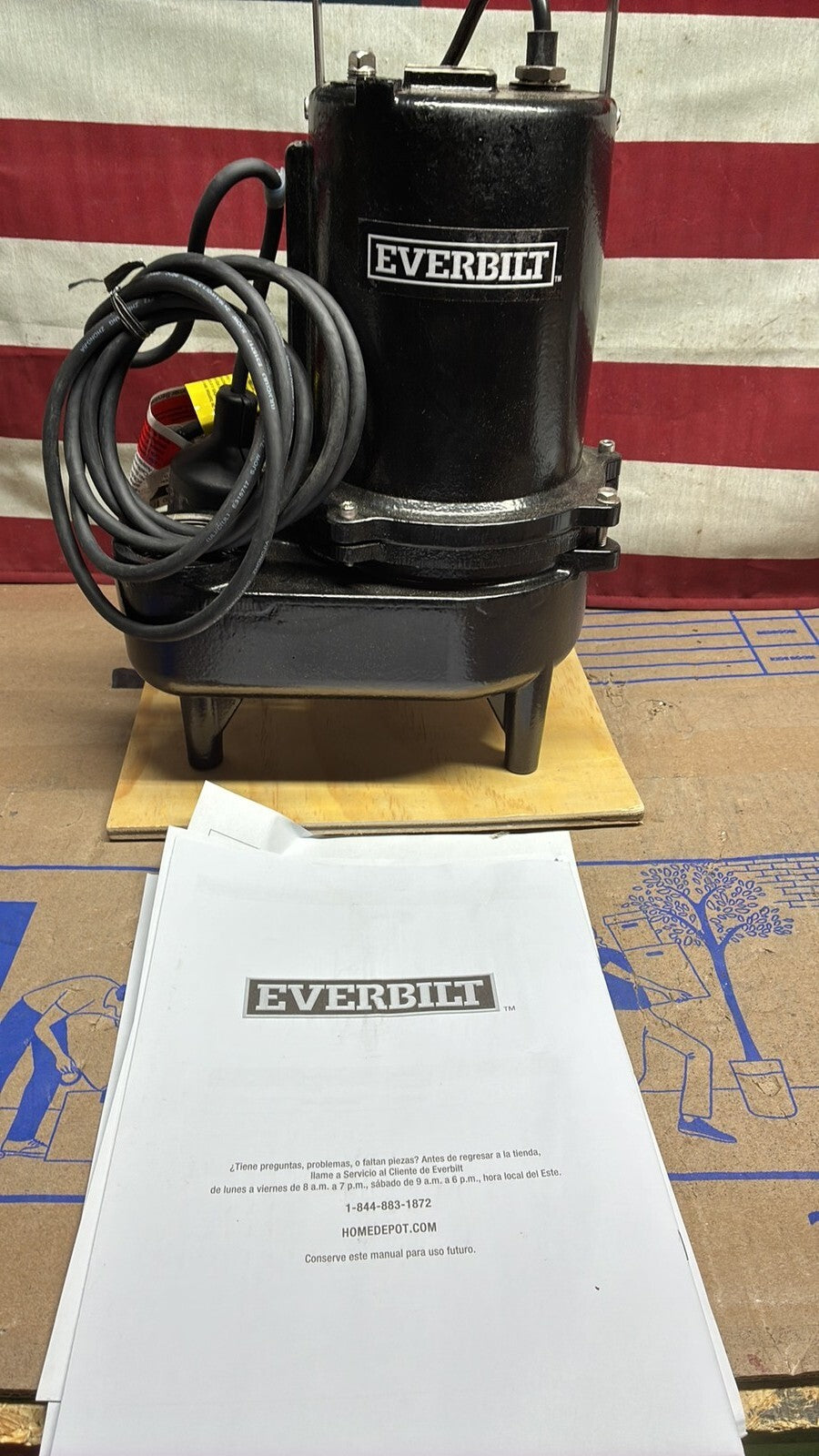 Everbilt ESE50W-HD 1/2 HP Cast Iron Sewage Ejector Pump Model open box