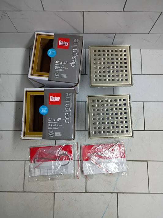 2Pk Oatey Designline Decorative Shower Drain Square Champagne Bronze DS32040CB