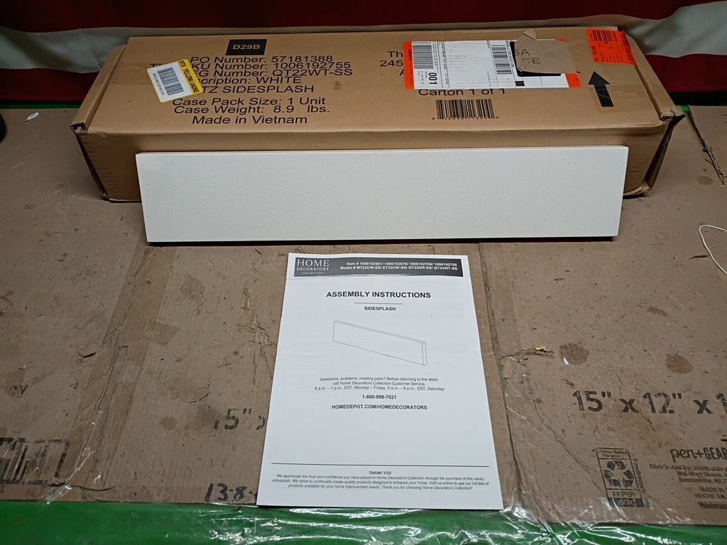 Home Decorators Bathroom Vanity Backsplash 21.25" x 4" x 0.78" Quartz Warm White