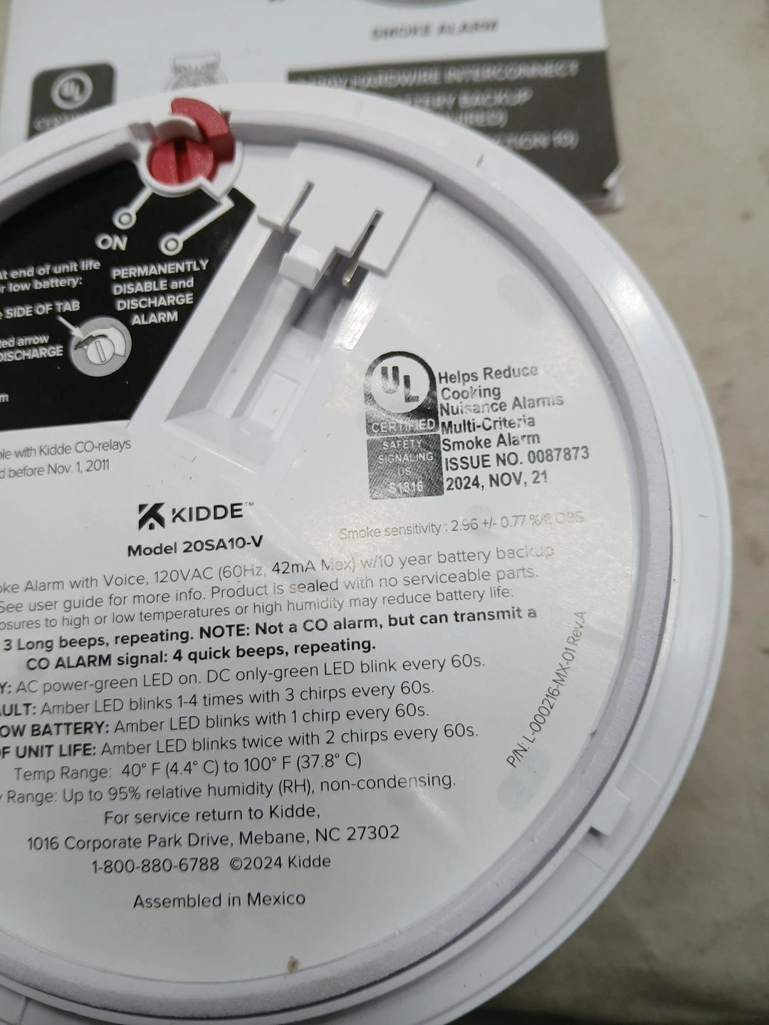 Kidde 20SA10-V Hardwired Interconnected Smoke Detector with Photoelectric Sensor