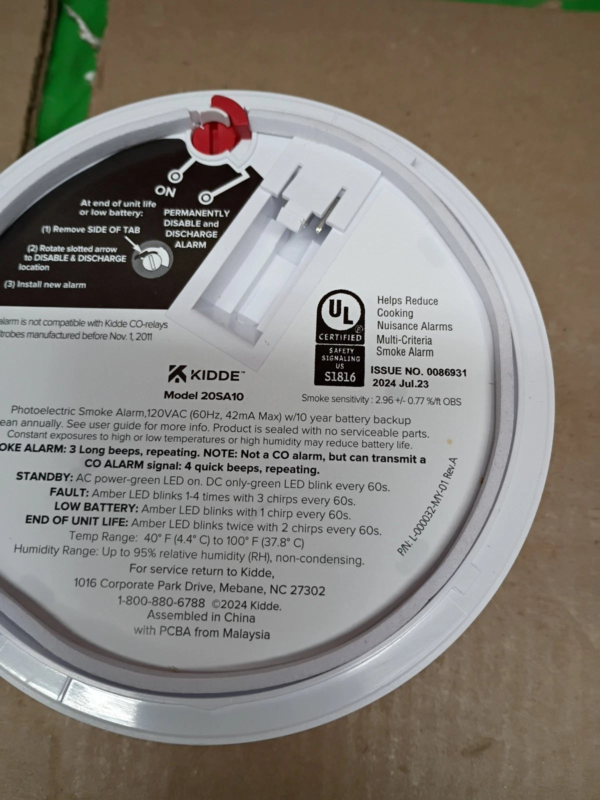 Kidde 20SA10 Hardwired Smoke Detector, 10-Year Battery, Interconnectable