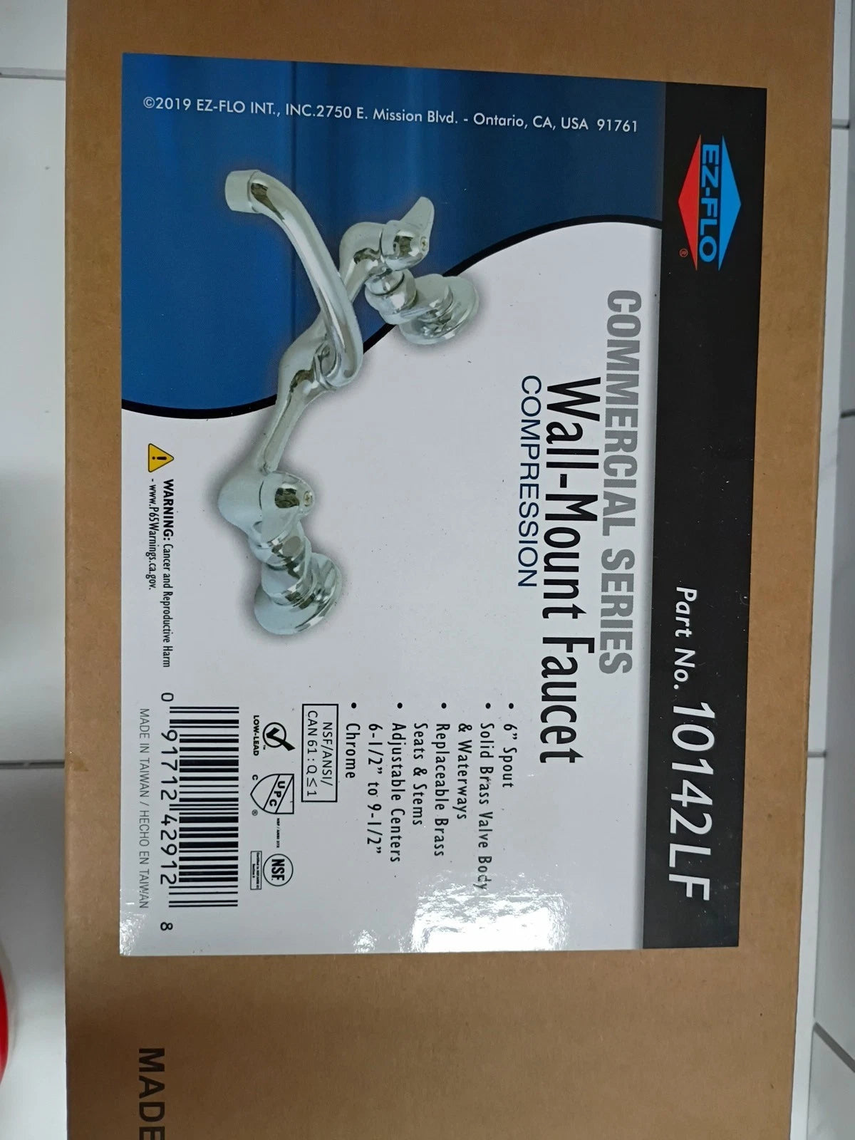 EZ-FLO 6 in. 2-Handle Wall-Mount Adjustable Commercial Utility Faucet Chrome OB