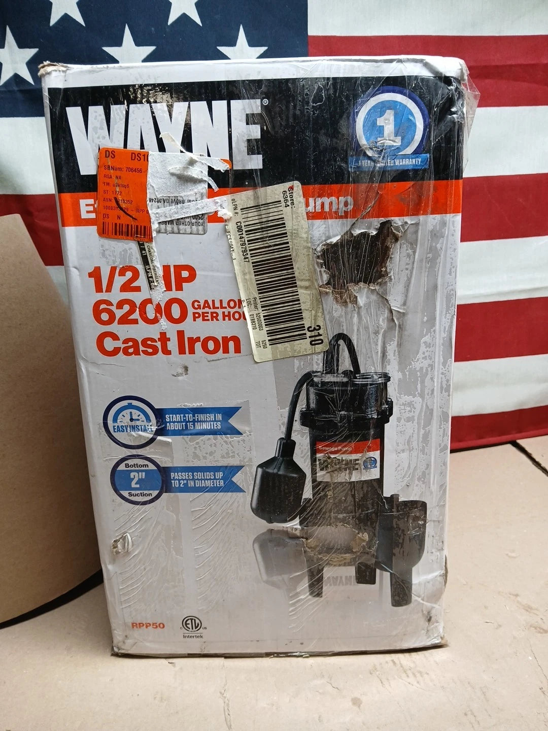 Wayne 1/2 H.P. Cast Iron Sewage Ejector Pump w/Tether Switch RPP50 Wayne RPP50