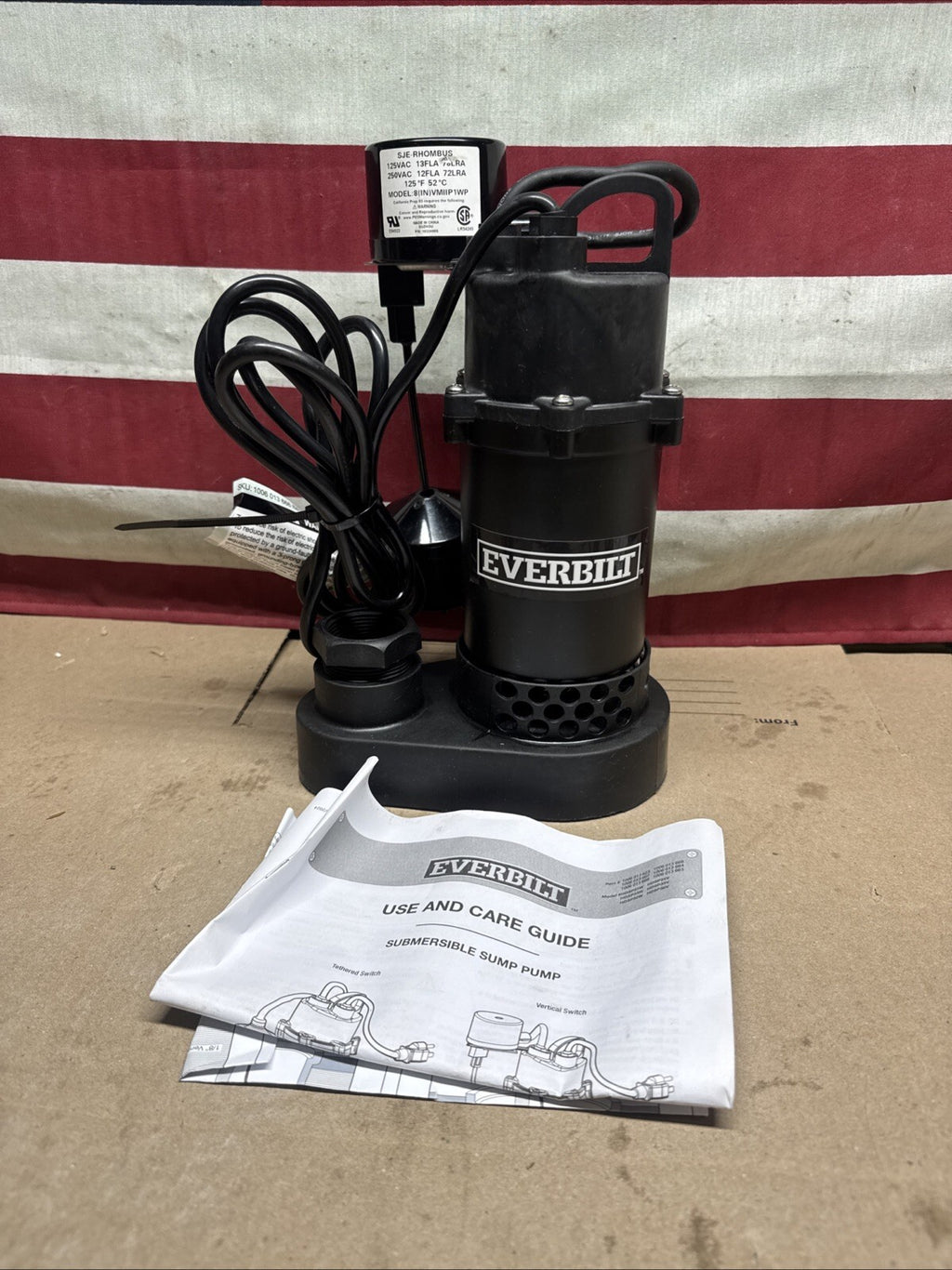 Everbilt HDSP25V 1/4 HP Aluminum Submersible Sump Pump Vertical Switch Open Box